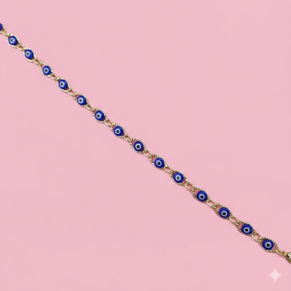 Gold and Blue Evil Eye Bracelet